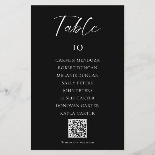 QR-Codemenü für Schwarze Hochzeitsstichkarten (Vorderseite)