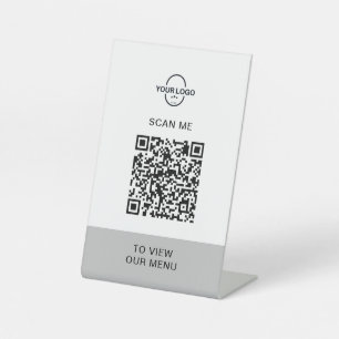 QR-Codemenü   Logo Contacless Modern Pedestal Si Sockelschild