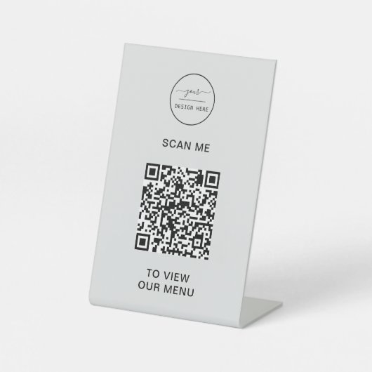 QR-Codemenü | Logo Contacless Modern Pedestal Si Sockelschild (Vorderseite)