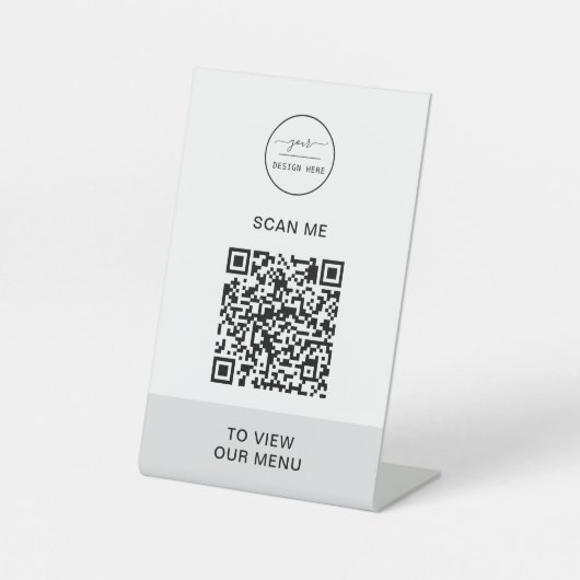 QR-Codemenü | Logo Contacless Modern Pedestal Si Sockelschild (Vorderseite)