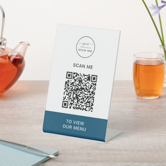 QR-Codemenü | Logo Contacless Modern Pedestal Si Sockelschild (In SItu)