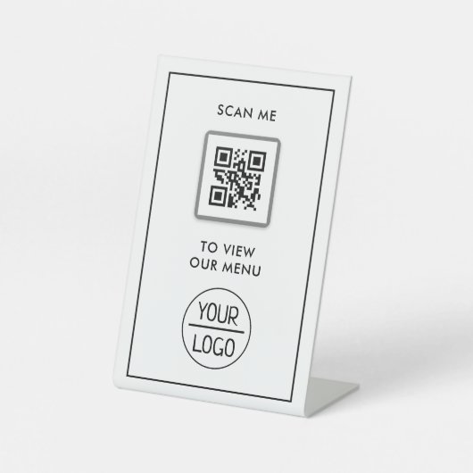 QR-Codemenü | Logo Contacless Modern Pedestal Si Sockelschild (Vorderseite)