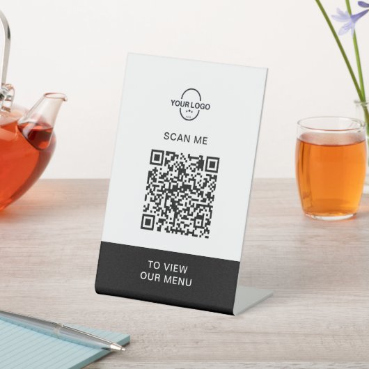 QR-Codemenü | Logo Contacless Modern Pedestal Si Sockelschild (In SItu)