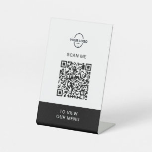 QR-Codemenü   Logo Contacless Modern Pedestal Si Sockelschild