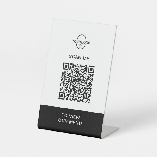 QR-Codemenü | Logo Contacless Modern Pedestal Si Sockelschild (Vorderseite)