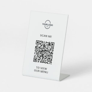 QR-Codemenü Logo Contacless Modern Pedestal Si Sockelschild