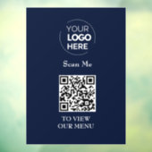 QR-Codemenü | Logo Navy Blue Contacless Modern Fensteraufkleber (Blatt 3)