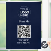 QR-Codemenü | Logo Navy Blue Contacless Modern Fensteraufkleber (Zuhause)