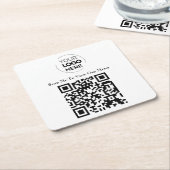 QR-Codemenü | Logo Weiß berührungslos modern Rechteckiger Pappuntersetzer (angewinkelt)