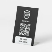 QR-Codemenü | Logo White Modern Pedestal Sign Sockelschild (Vorderseite)