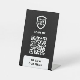 QR-Codemenü | Logo White Modern Pedestal Sign Sockelschild