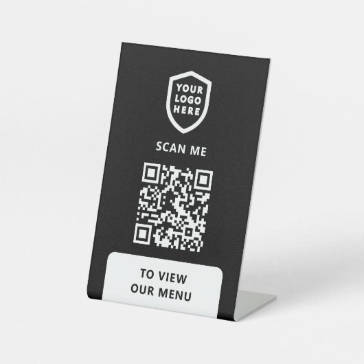 QR-Codemenü | Logo White Modern Pedestal Sign Sockelschild (Vorderseite)