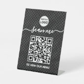 QR-Codemenü | Schwarze, berührungslose, moderne Pe Sockelschild (Vorderseite)