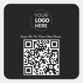 QR-Codemenü | Schwarzes Logo, berührungslos, moder Quadratischer Aufkleber
