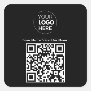 QR-Codemenü Schwarzes Logo, berührungslos, moder Quadratischer Aufkleber