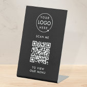 QR-Codemenü | Schwarzes Logo, berührungslos, moder Sockelschild