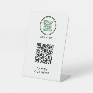 QR-Codemenü Weiß, berührungslos, modern Sockelschild