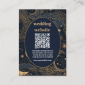 qr codeMidnight Blue Gold Celestial Wedding Begleitkarte (Vorderseite)