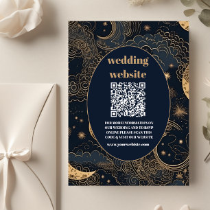 qr codeMidnight Blue Gold Celestial Wedding Begleitkarte