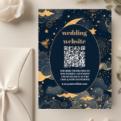 qr codeMidnight Blue Gold Celestial Wedding Begleitkarte