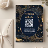 qr codeMidnight Blue Gold Celestial Wedding Begleitkarte