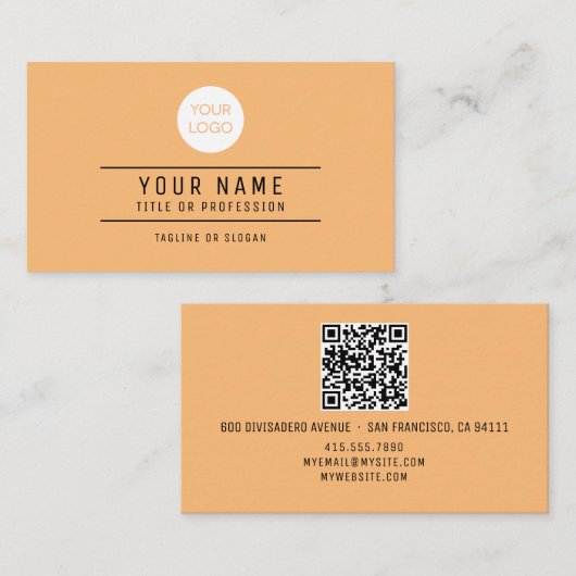 QR Codename Berufliches Logo Harmonische Wärme Telefonnummerkarte (Vorne/Hinten)