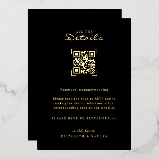 QR-Codeprüfung | Angaben zur Hochzeit Folieneinladung (Vorderseite/Rückseite)