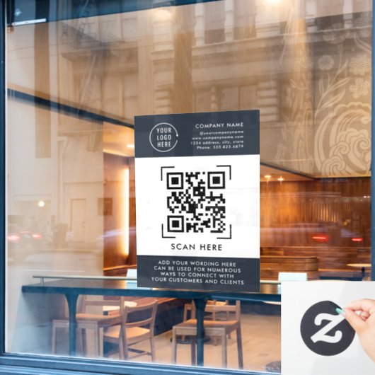 QR-Codeprüfung | Berufliches Firmenlogo Fensteraufkleber (Café-Fenster)