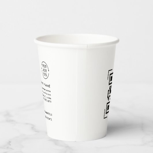 QR-Codeprüfung | Berufliches Firmenlogo Pappbecher (Rechts)