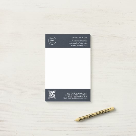 QR-Codeprüfung | Berufliches Firmenlogo Post-it Klebezettel (Auf Schreibtisch)