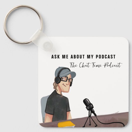 QR-Codeprüfung | Illustrierter Podcast Schlüsselanhänger (Vorderseite)