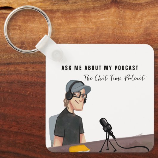 QR-Codeprüfung | Illustrierter Podcast Schlüsselanhänger (Vorderseite)