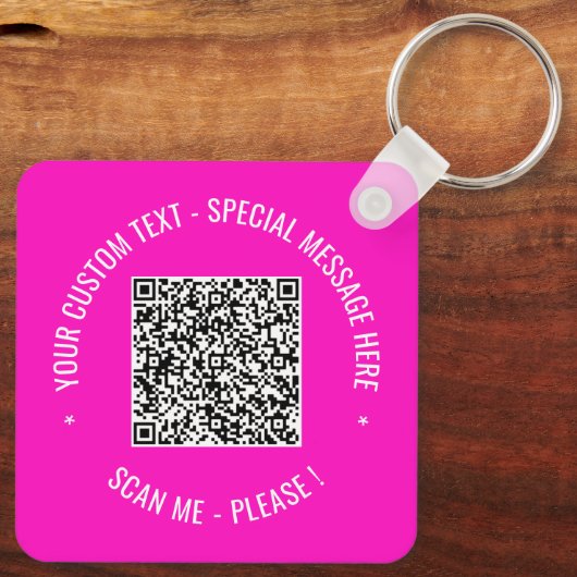 QR-Codeprüfung Info zum Schlüsselanhänger Text und (Rückseite)