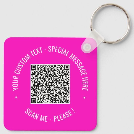 QR-Codeprüfung Info zum Schlüsselanhänger Text und (Rückseite)