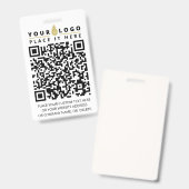 QR-Codeprüfung jetzt | Text für moderne Firmenlogo Ausweis (Vorder- & Rückseite)