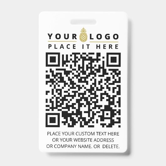 QR-Codeprüfung jetzt | Text für moderne Firmenlogo Ausweis (Vorderseite)