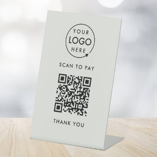 QR-Codeprüfung zu zahlen   Logo Moderne graue Beza Sockelschild