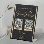QR-Codes für die Bezahlung von Schwarz-Gold-Logos Sockelschild
