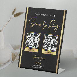 QR-Codes für die Bezahlung von Schwarz-Gold-Logos Sockelschild