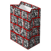 QR Codes für Happy Holidays Mittlere Geschenktüte (Rückseite Schrägansicht)