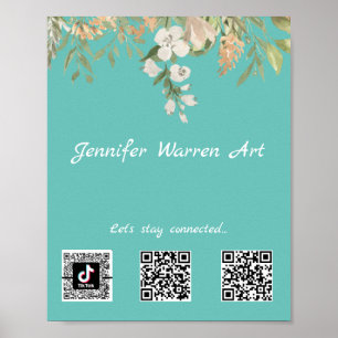 QR-Codes für hübsche Blumengrenzwerte für soziale  Poster