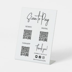 QR-Codes mit weißem Scan - Symbol für soziale Medi Sockelschild