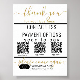 QR-Codes und Logo 3 Zahlung Apps Schwarz & Weiß ho Poster