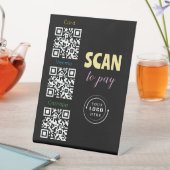 QR Codes Upload & Logo 3 Bezahlung Apps Gold & Sch Sockelschild (In Situ)