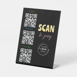 QR Codes Upload & Logo 3 Bezahlung Apps Gold & Sch Sockelschild