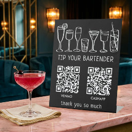 QR-CODES ZUM BEZAHLEN SCANNEN Cocktails Barkeeper  Sockelschild