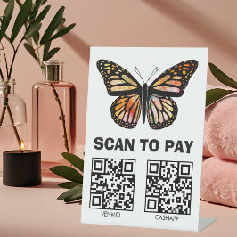 QR-CODES ZUM BEZAHLEN SCANNEN Watercolor Butterfly Sockelschild