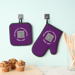 QR-Codescan Benutzerdefinierter Text und Personali Ofenhandschuh & Topflappen-Set
