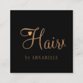 QR-Codeshairstylist berufliches Gold, schwarz Quadratische Visitenkarte (Vorderseite)