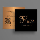 QR-Codeshairstylist berufliches Gold, schwarz Quadratische Visitenkarte